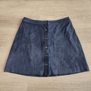 Suede Button-Up Skirt